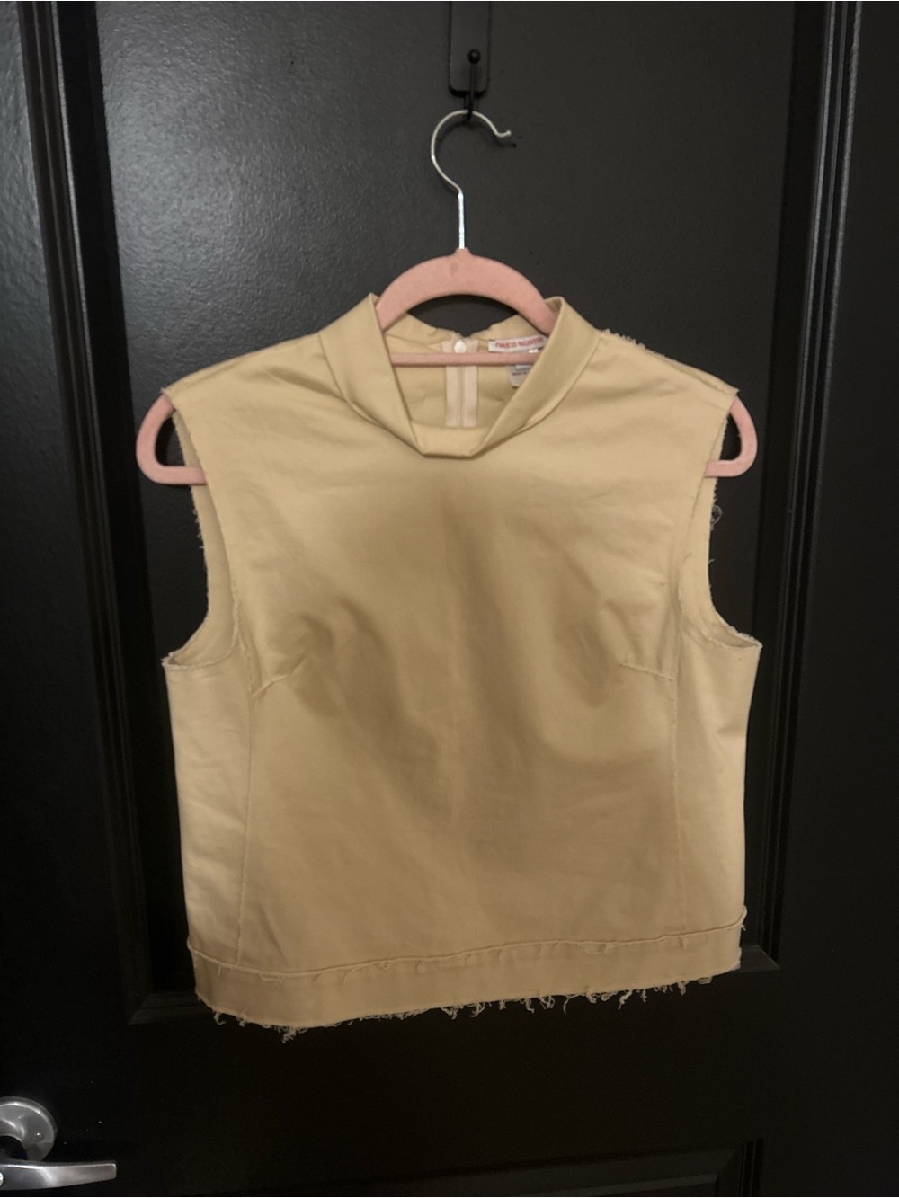 Sleeveless Mock Neck Tank Top in Beige - Frances Valentin